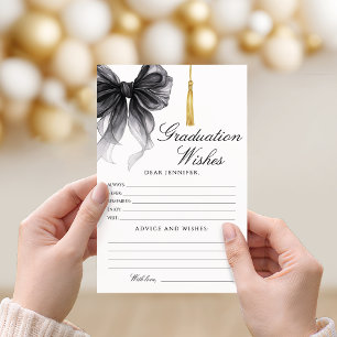 Black Bow Tassel Graduation Advice and Wishes Card