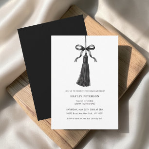 Black Bow Tassel Modern College Graduation Party Invitation