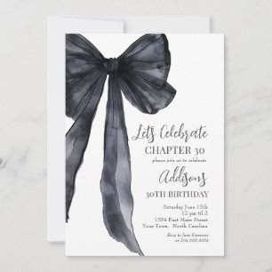 Black Bow Thirtieth 30th Birthday Party Invitation