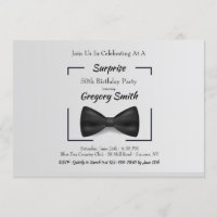 Black Bow Tie Birthday Invitation
