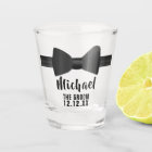 Black Bow Tie Groom Bachelor Party Shot Glass