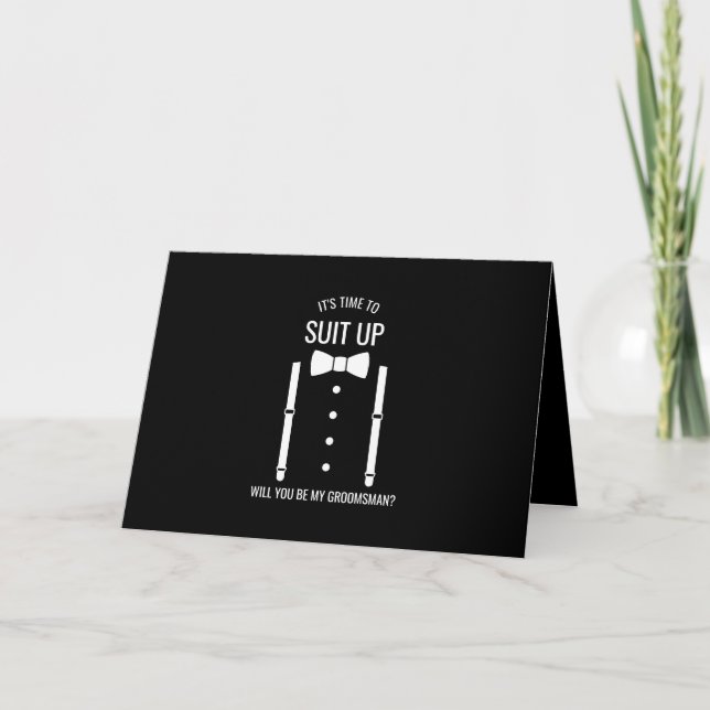 Black Bow Tie Personalised Groomsman Proposal Invitation (Front)