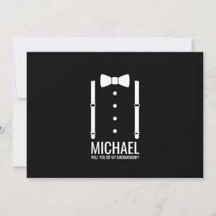 Black Bow Tie Personalised Groomsman Proposal Invitation