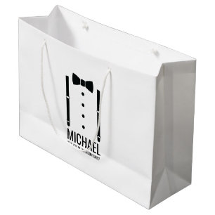 Black Bow Tie Personalised Groomsman Proposal Large Gift Bag