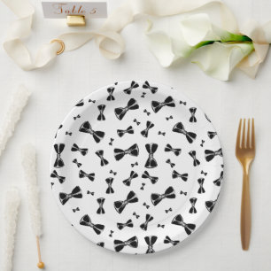 Black bow ties paper plate