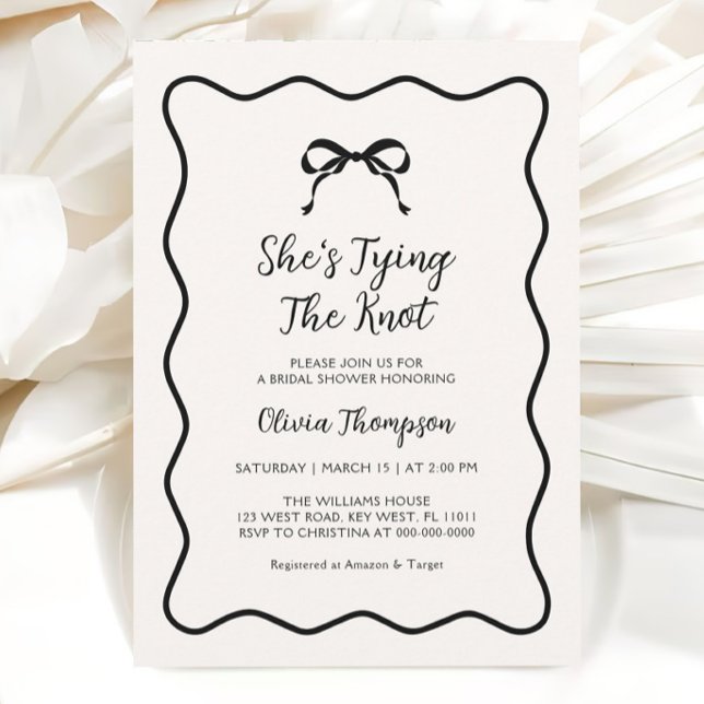 Black Bow Tying the Knot Bridal Shower Invitation (Creator Uploaded)