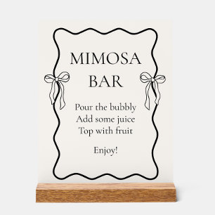 Black Bow Tying the Knot Bridal Shower Mimosa Bar Acrylic Sign