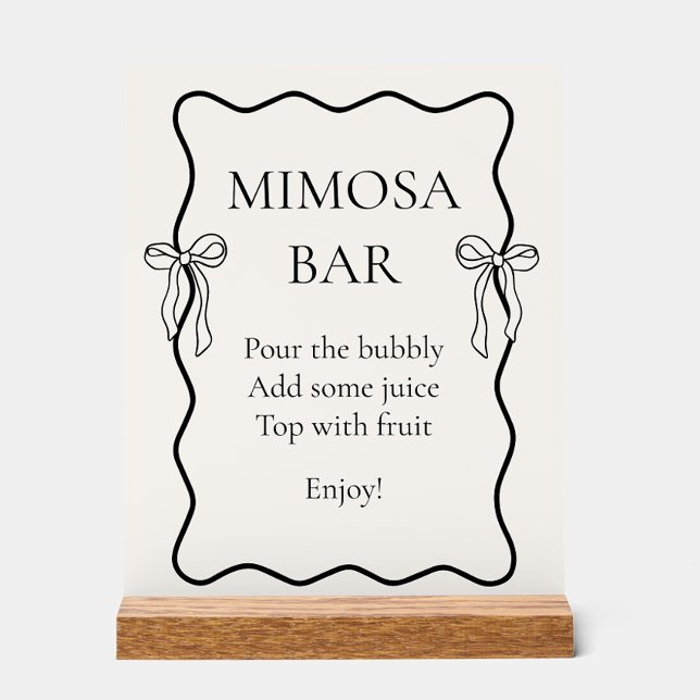 Black Bow Tying the Knot Bridal Shower Mimosa Bar Acrylic Sign (Creator Uploaded)