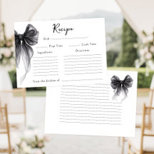 Black Bow Tying the Knot Bridal Shower Recipe Card