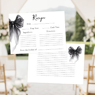 Black Bow Tying the Knot Bridal Shower Recipe Card