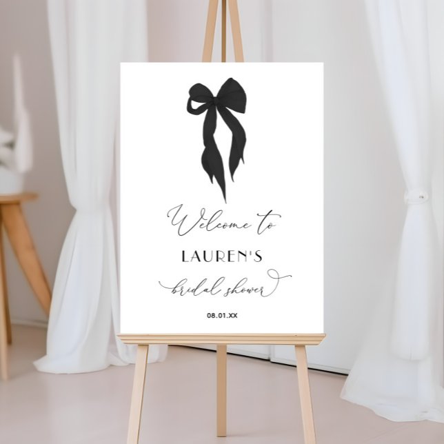 Black Bow Tying The Knot Bridal Shower Welcome Poster (Creator Uploaded)