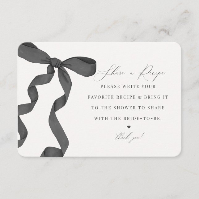 Black Bow Tying the Knot Share a Recipe insert (Front)