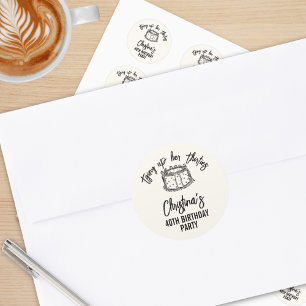 Black Bow Tying Up Her Thirties 40th Birthday Classic Round Sticker