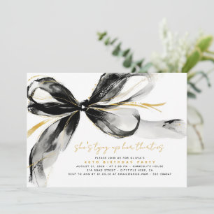 Black Bow Tying Up Her Thirties 40Th Birthday Invitation