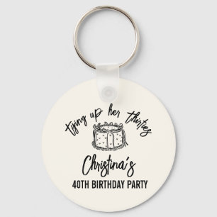 Black Bow Tying Up Her Thirties 40th Birthday Key Ring
