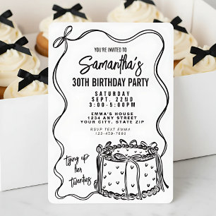 Black Bow Tying Up Her Twenties 30th Birthday  Invitation