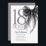 Black Bow Watercolor 18th Birthday Invitation<br><div class="desc">Black Bow Watercolor 18th Birthday Invitation</div>