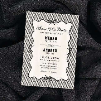 Black bow wedding  invitation
