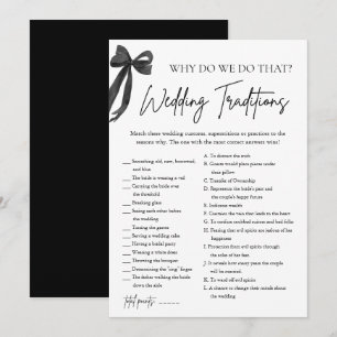 Black Bow Wedding Traditions Bridal Shower Game Invitation