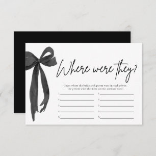 Black Bow Where Were They Bridal Shower Game Invitation