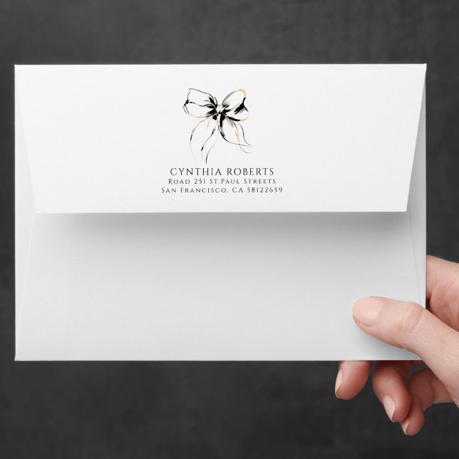 Black Bow Whimsical Modern Elegant Chic Envelope (Black Bow Envelopes)
