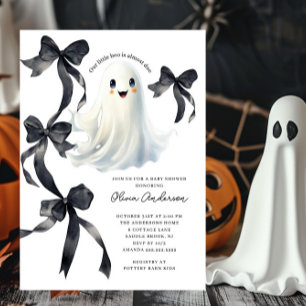 Black Bows Ghost Baby Shower Invitation