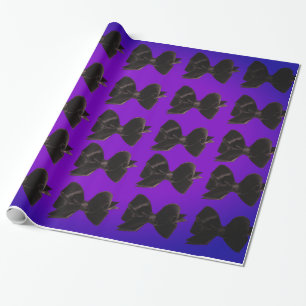 Black Bows on Purple Wrapping Paper