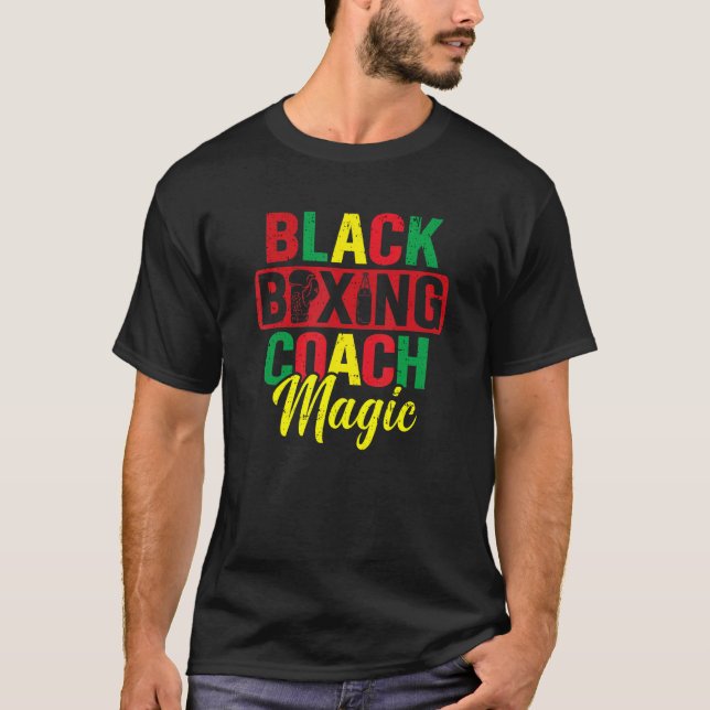 Black Boxing Coach Magic African American Boxing T T-Shirt (Front)
