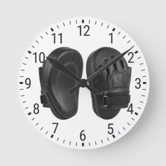 Black Boxing Focus Mitts Target Pads Decor Round Clock