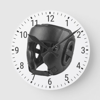 Black Boxing Headgear Sparring Helmet Decor Round Clock