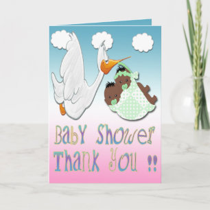 Black Boy & Girl Twins Baby Shower Thank You card