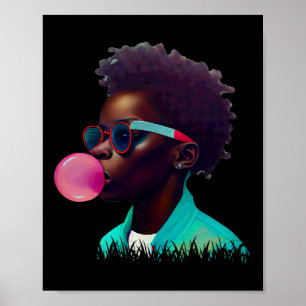 Black Boy Joy Bubble Gum Fun African Melanin Princ Poster