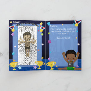 Black Boys Gymnastics You Are A-Maze-ing Birthday Card
