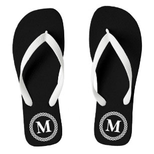Black Braided Monogram Thongs