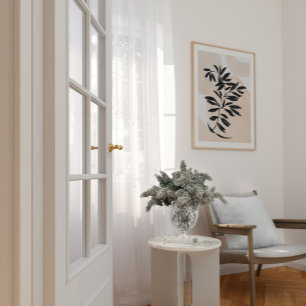 Black branch simple Scandi print on watercolor