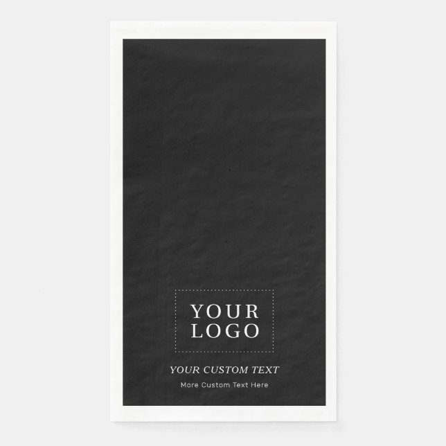 Black Branded Custom Business Logo Promotional Napkin (Front)