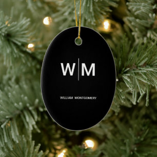 Black Branded Logo   Corporate Business Company Ceramic Ornament