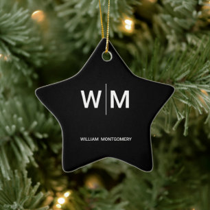 Black Branded Logo Corporate Business Company Ceramic Ornament
