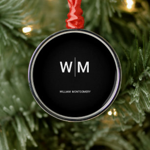Black Branded Logo Corporate Business Company Metal Ornament
