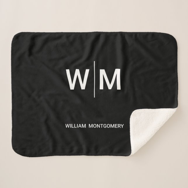 Black Branded Logo | Corporate Business Company Sherpa Blanket (Front (Horizontal))