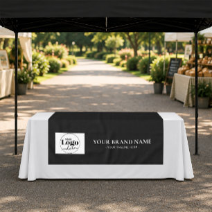 Black Branded Logo Tablecloth Runner