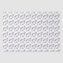 Black Bream Fish Wrapping Paper in black and white