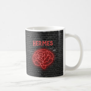 Black Brick Wall Neon Carnation Mug