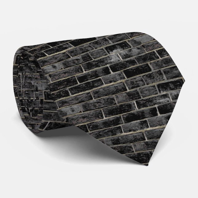 Black Brick Wall Pattern Tie (Rolled)