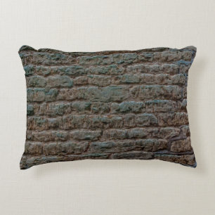 Black Brick Wall Textureabstract, architecture, ba Decorative Cushion