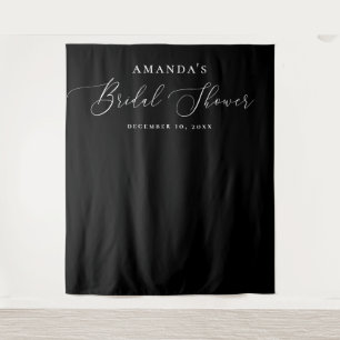 Black Bridal Shower Photo Backdrop. Modern Minimal Tapestry