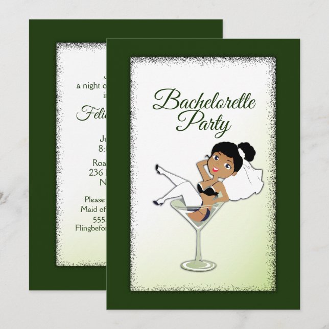 Black Bride Bachelorette Party Invitation (Front/Back)