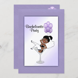 Black Bride Orchid Bachelorette Party Invitation