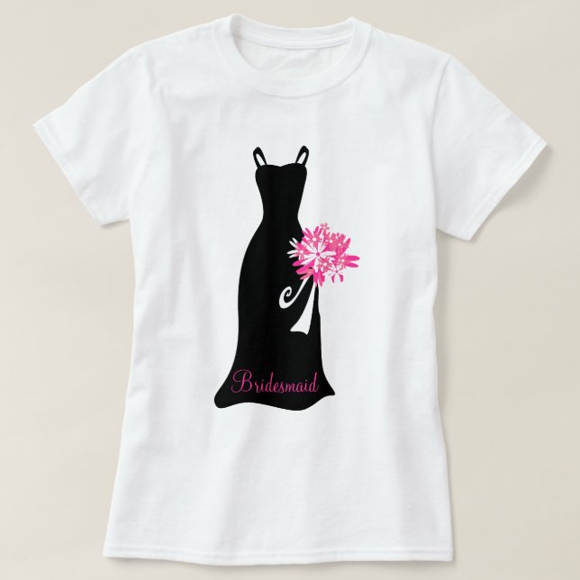Black Bridesmaid Dress T-Shirt (Design Front)