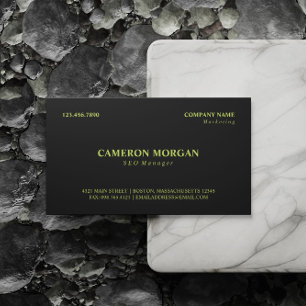 Black Bright Lime Green Basic Professional Business Card